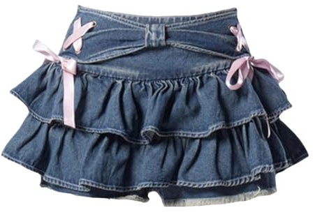 XIANUOJI Jupe Trapèze pour Femme Mini Jupe D'été en Jean Y2K Jupe Courte Vintage en Jean Jupe Plissée Décontractée pour Femme Ourlet Volant Sexy Gothique Punk Jupe (XXXXL)
