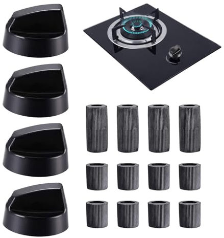 Obere Kontrollknöpfe für Herd | Kochknöpfe | 4 x Kochknöpfe | Ersatzknöpfe | Heizungsthermostat-Taste | -Gasherd | Adapter für Schaltersteuerung