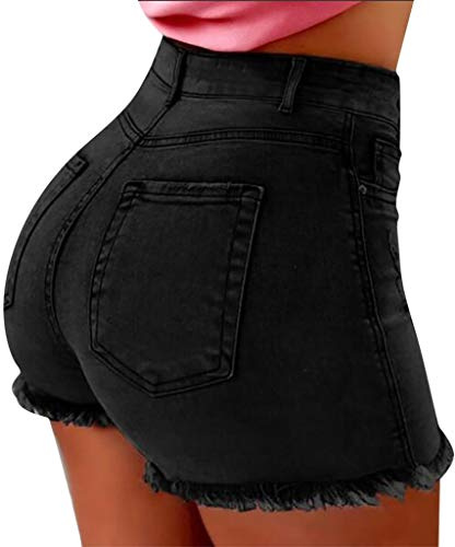 Generico Pantaloncini Jeans Donna Estivi 2025 Pantaloncini in Denim Elasticizzati Morbidi Hotpants Corti e Secxy Vita Alta Pantaloni Push Up Taglie Forti Shorts Jeans Slim Fit e Ragazza Streetwear