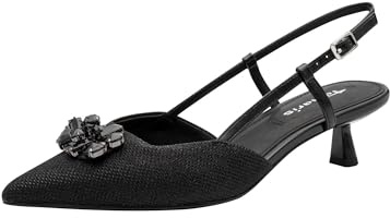 Tamaris Escarpin à bride arrière pour femme à talon aiguille noir 39 EU