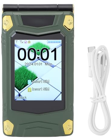 ciciglow Vänd Telefon, Dubbel Skärm Smart Mobiltelefon 2g Lång Standby Dual SIM 32MB+64 MB, Voice Broadcast Flip Phones for Seniors (GREEN)