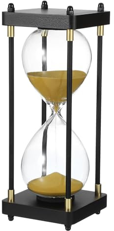 PATIKIL Ampia Clessidra Decorativa, 60 Minuti Clessidra Moderna In Legno Per Cucina Gioco Ufficio Aula Cucina Casa, Tonalità Oro (Stile 1)