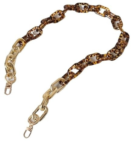 GZXXB Justerbar väskkedja tillbehör för damväska, avtagbar del, reservkedja, guld och silver akryl axelrem, handtag (guld 84 cm)