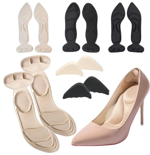 Kuvarix 4 Paires Semelle Chaussure Trop Grande, Semelles Talons Auto-Adhésives Respirante, Remplisseurs de Chaussures pour Réducteur de Taille, Coussinets de Talon Confort Améliorés, Tailles 35-40