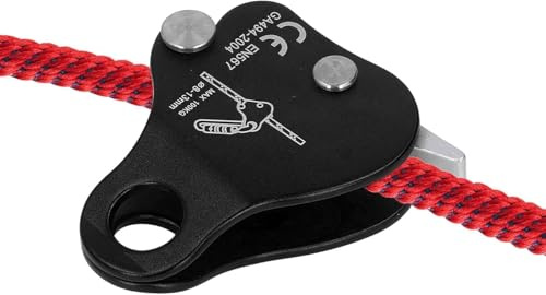 HERCHR 2Pcs Climbing Rope Grab, Self Locking Stop Descender 8-13mm Climbing Rope Grab Stopper Rescue Rappel Ring Climbing Gear Fall Protection Belay Device for Outdoor