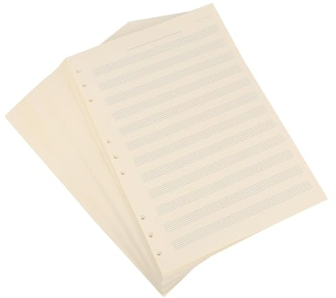 Mikikit Recharges Papier Manuscrit 2 Mm 12 Lignes 100 Feuilles Blanches pour Cahiers de Composition, Papier à Musique Mobiles Adapté Étudiants et Musiciens, Recharge Carnet Partitions
