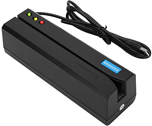 TIKATARER MSR605X Lector de Tarjetas con Banda Magnética, Indicador LED y Zumbador para Lectura de Estado de Escritura, Manual de Alta Velocidad, 3 Pistas Compatibles con ISO ANSI DIN