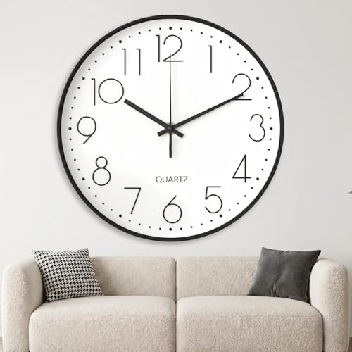 Wall Clock 8 Inch, Wall Clocks for Living Room Non-Ticking Silent, Kitchen Clock Wall with Stereoscopic, Dial Ultra-Quiet Movement Quartz for Living Room Bedroom Kitchen Office Classroom Decor