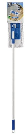 ÉLÉPHANT MAISON - Balai À Plat Maxiplan - Grandes Surfaces - Platine XXL - Manche Télescopique Réglable - Léger - Acier - Housse MicroFibre - Plastique Recyclé - Blanc & Bleu - Fabriqué en France