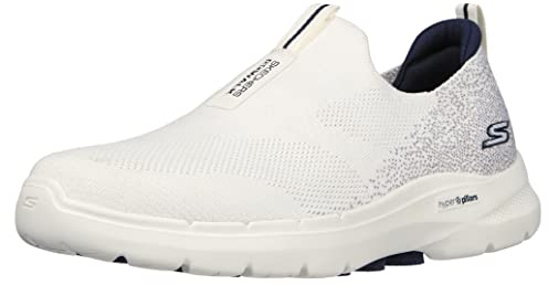 Skechers Tenis Go Walk 6 sin Cordones para Hombre, Blanco/Azul Marino, 41.5 EU