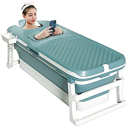 Foldable Bathtub Portable Soaking Bath Tub for adult,Ideal for Hot Bath Ice Bath with Reached Out Hands 53 inch