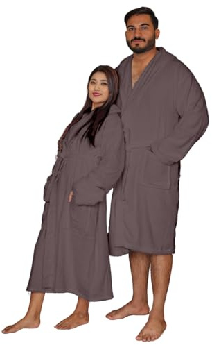 NFK TEXTILE Albornoces 100% Algodón Egipcio Suave Rizo de Toalla Batas de Vestir de Lujo Unisex Albornoces con Capucha Extra Absorbente Calidad de Hotel 650 GSM Batas de Vestir Acogedoras, gris oscuro