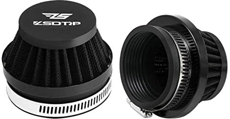 Lot de 2 filtres d'admission d'air universels de 55 mm pour moto tout-terrain, ATV, SSR, TTR, filtre de reniflard adapté à de nombreux carburateurs différents (noir 55 mm)