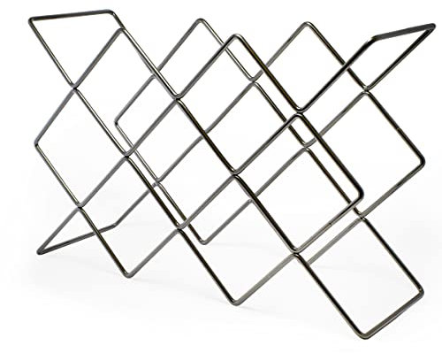Mango Steam 10 Bottle Gray Silver Wine Rack Counter Top - Storage Organizer for Kitchen, Pantry, & Fridge