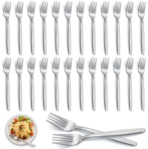 Pleafind Stainless Steel Dinner Forks Set of 24, Silver, 7.7 inch, Polished, Dishwasher Safe
