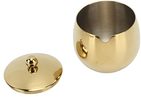Azucarero de acero inoxidable, acabado altamente pulido, contenedor de especias de sal sólido para cocina (oro)