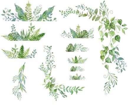 SUPERDANT Green Plants Wall Decals 2 Sheets/Set Vines Branches Leaves Wall Sticker Removable Vinyl Art Mural Decals for Living Room Bedroom Balcony Corridor Window TV Entrance Door Mirror Decor