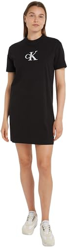 Calvin Klein Jeans Satin CK T-Shirt Dress, Abiti da Maglietta Donna, CK Black,