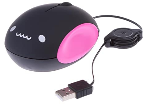 Simpatico mouse ottico retrattile USB 1000DPI per computer portatile PC Notebook 1, nero rosa rossa