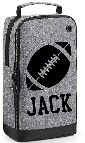 Personalised Rugby Boot Bag Shoe Bag Rugby Player Gift Shoe Sports Bag Personalised with Name Rugby Ball Design Sports Gift Grey