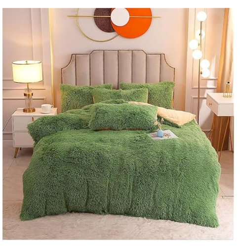 Coral Fleece Bettwäsche Vierteiliges Set aus Nerzsamt, EIN- und doppelseitiges Bettlaken aus Milchsamt, Bettlaken aus Kristallsamt, Samtbettbezug (Color : Green, Size : 200 * 230cm)
