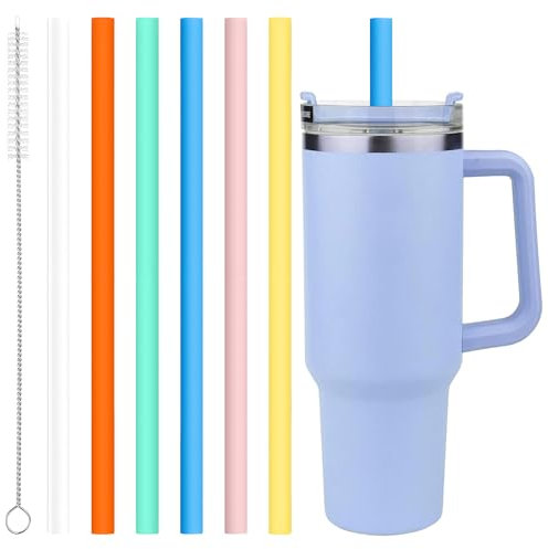 6 Pezzi Cannucce in Silicone Per Stanley Quencher Cup da 40 Once senza BPA, 30.5cm Cannucce Riutilizzabili in Gomma Morbide con Pennello, Flessibile di Ricambio per Tazza Bicchiere (6 Colori)