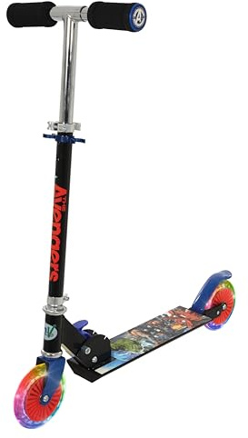 Avengers Light Up Inline Scooter | Girls or Boys | Kids Folding 2 Wheel Adjustable | 58x30x80cm Officially Licensed Children's Push