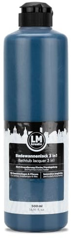 LM-Kreativ Peinture pour baignoire 3 en 1 2K 500 ml – Bleu Fresco – Peinture pour carrelage et carrelage pour salle de bain, baignoires, receveurs de douche, carrelage et lavabos – Très couvrante,