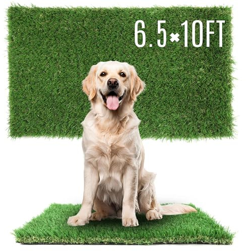 TURF XPRESS 1.38 Artificial Grass Turf 6.5 x 10 FT, Dog Grass Pads Indoor Outdoor Garden Lawn Landscape Patio Turf Mat Thick Fake Faux Grass Rug Dog Pets Mat for Puppy Potty Training