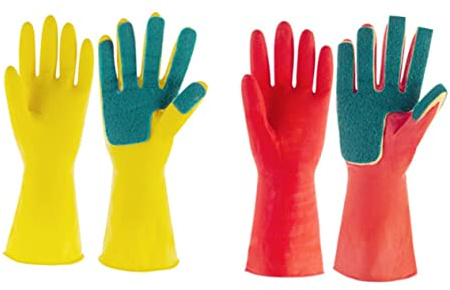 KOMBIUDA 1 Par Rengöringshandskar Långa Diskhandskar Fingerrengöringshandskar Badrumshandskar Rengöringsgummihandskar Latex Kökshandskar Hushållsrengöringsmedel Spahandskar
