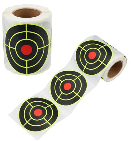 3 Inch Paper Targets for Shooting Range, Self Adhesive Reactive Target Stickers with Yellow Effect, Round Paper Gun Range Accessories for BB Gun Shooting Practice (250 PCS)