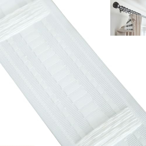 Cinta fruncidora de 10 m, 8,5 cm de ancho, malla de nailon blanca para coser uno mismo, cinta plisada universal para cortinas y cortinas, adecuada para barras y ganchos romanos, accesorios de cortina
