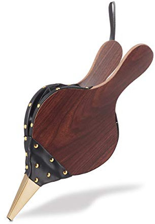 Relaxdays Soplador Barbacoa Manual, Hierro-Madera, Negro-Marrón, 2,5 x 17,5 x 39,5 cm