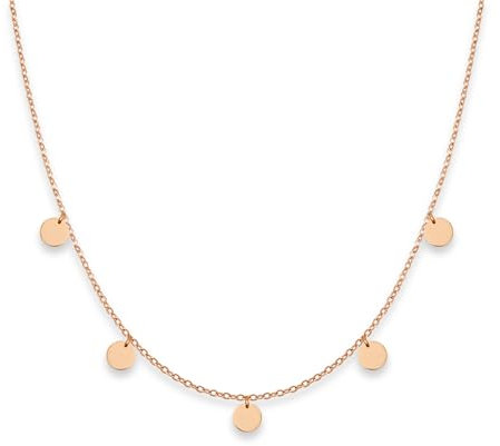 GD GOOD.designs Kette mit Plättchen für Damen - Wasserfest | 5 Coin Halskette in 18K Gold - Silber oder Rosegold | Boho Schmuck aus Edelstahl