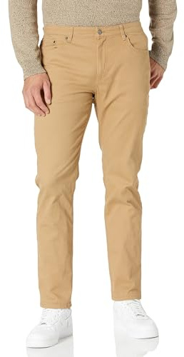 Amazon Essentials Pantalon en Sergé Stretch 5 Poches Coupe Athlétique (Grandes Tailles Disponibles) Homme, Brun Kaki Foncé, 31W / 32L