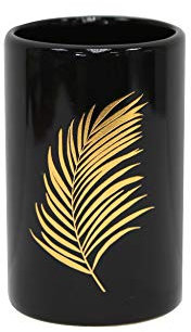 Douceur d'Intérieur, Gobelet (Diamètre 7.4 x 11.3 cm) Orbella Noir, Céramique Imprimée Or