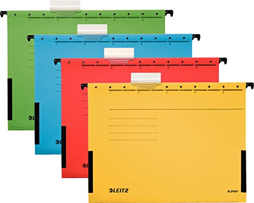 Leitz Hängetasche A4 Alpha (20er Pack, 4 Farben Sortiert) je 5x rot, grün, blau und gelb