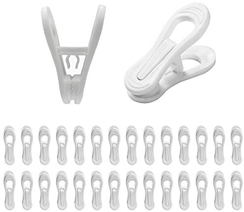 KRISMYA Hanger Clips for Hangers,30 Pcs Multi-Purpose Hanger Clips for Hangers White Finger Clips for Kids Hangers with Clips Plastic Clothes Hangers, Pants Hangers Clips