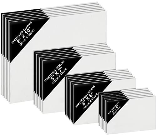 Belle Vous 28 Stk Leere Leinwände zum Bemalen– 4 Verschiedene Größen – Vorgespannte Kleine Leinwand – Leinwände für Acrylmalerei, Ölgemälde, Skizzen und Zeichnungen