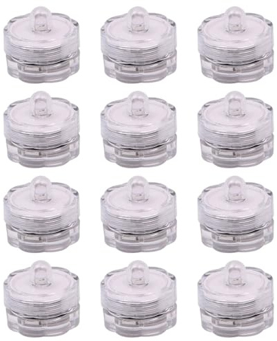 Tiardey 12 Piezas de Luces de té Luces de té Brillantes sin Llama Impermeable Funciona con batería electrónica té para jarrón Estanque Piscina Tanque iluminación Boda Fiesta decoración (Colorido)