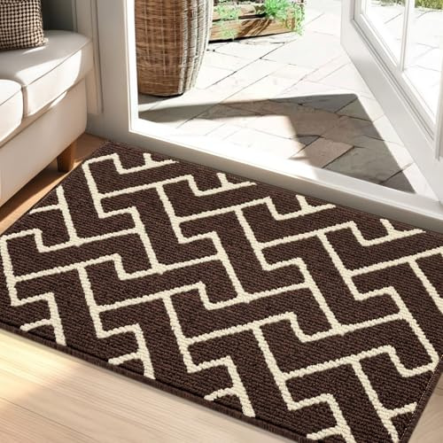 Biscpro Paillasson Intérieur Tapis 60x90cm Entrée Intérieur Extérieur Imperméable,Antidérapant,Absorbant,Tapis pour Entrée,Lavable,Cuisine,Salle de Bain-Dark Brown