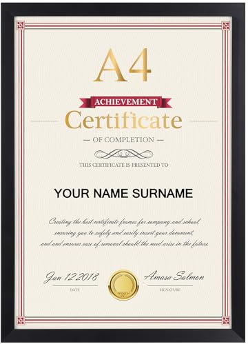 Giftgarden Cadre A4 Noir, Cadre Photo A4 Élégant pour Photos, Posters, Document - Affichage Vertical et Horizontal, Léger et Sûr, 21x29.7 cm