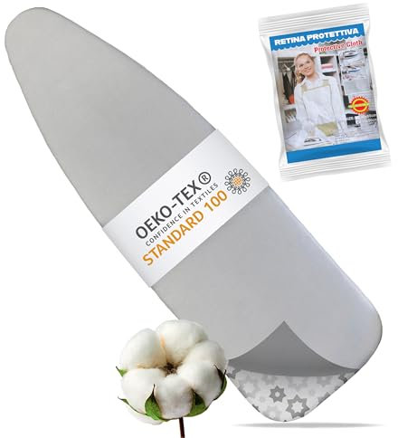HomeSerenity - Copri ASSE da Stiro Universale – Fodera in Cotone con Imbottitura in Spugna, Resistente al Calore con Bordo Elastico e Laccio Regolabile, Antiscivolo e Facile da Montare