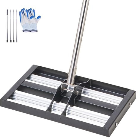 VEVOR Râteau de Nivellement de Pelouse, 431 x 254 x 1765 mm, Niveleur de Gazon, Manche Réglable 1610 mm, Métal Robuste Résistant à la Rouille, Outil de Nivellement pour Cour, Terrain de Golf, Jardin