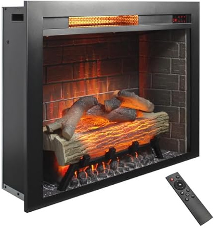 NovaXZ 28inch Infrared Electric Fireplace Insert, Touch Panel Home Decor Heater, with Cracking Sound