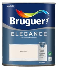 Bruguer ELEGANCE Pintura Monocapa ExtraMate, Paredes y Techos, Interior, Exterior protegido, Alta Durabilidad, UltraLavable, Resistente al Desgaste y Manchas Beige Arena 750 ml
