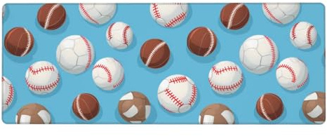 YYHWHJDE Tapis de souris de baseball, basket-ball, football, hockey extra large, pour ordinateur de bureau, clavier de jeu antidérapant, version épaisse, 30,5 x 80 cm