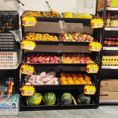 Stormarknad 5 våningar stor frukt- och grönsaksdisplayställ, snacks- och godisställ med 10 korgar, golvförvaring för potatis och lök, organisatör