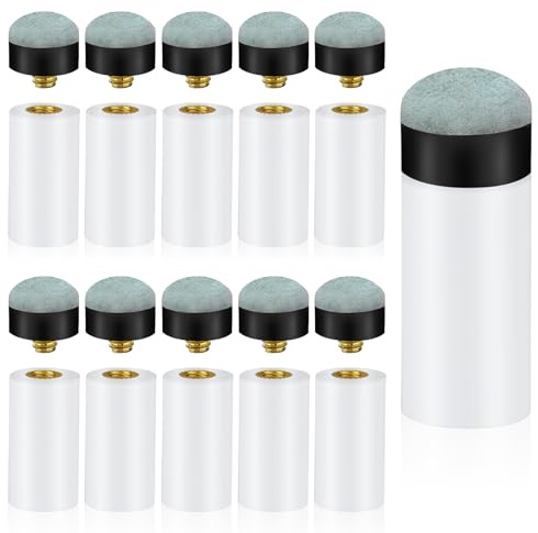 flintronic 10Pcs Pool Cue Tips, 12mm Billiard Cue Tips, Hard Leather Snooker Tips with Pool Cue Ferrule, Replacement Screw Tips for Pool Cues and Snooker(Grey)