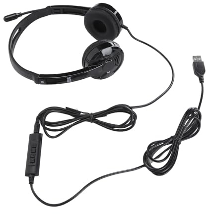 Keenso Cuffie da Ufficio con Suono Chiaro e Microfono con Riduzione del Rumore, Comoda Connessione USB per Un'ampia compatibilità dei Dispositivi, Design Confortevole per Lunghe Ore in Ufficio